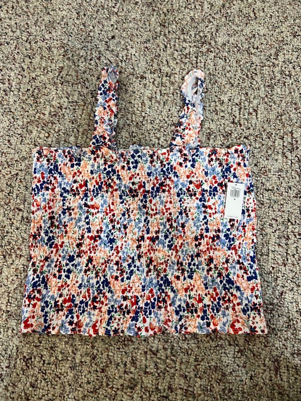 Old Navy Floral Smocked Camisole in Blue, Red, Peach & Cream